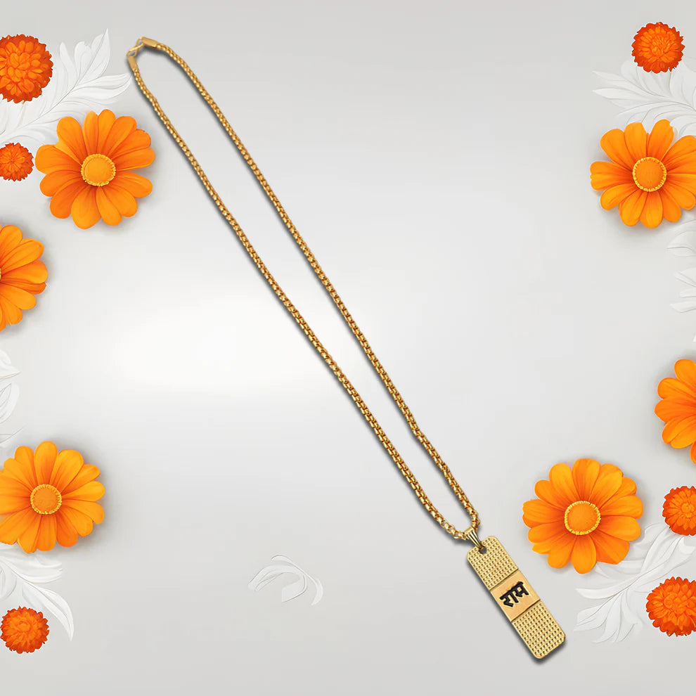 Ram Naam Locket with Chain – Gold Plated Devotional