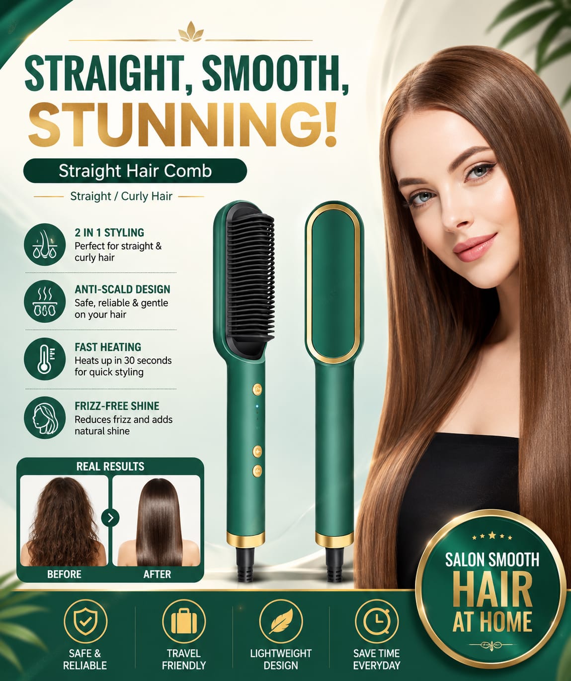 Hair Straightener Comb for Women Hair Straightener Brush