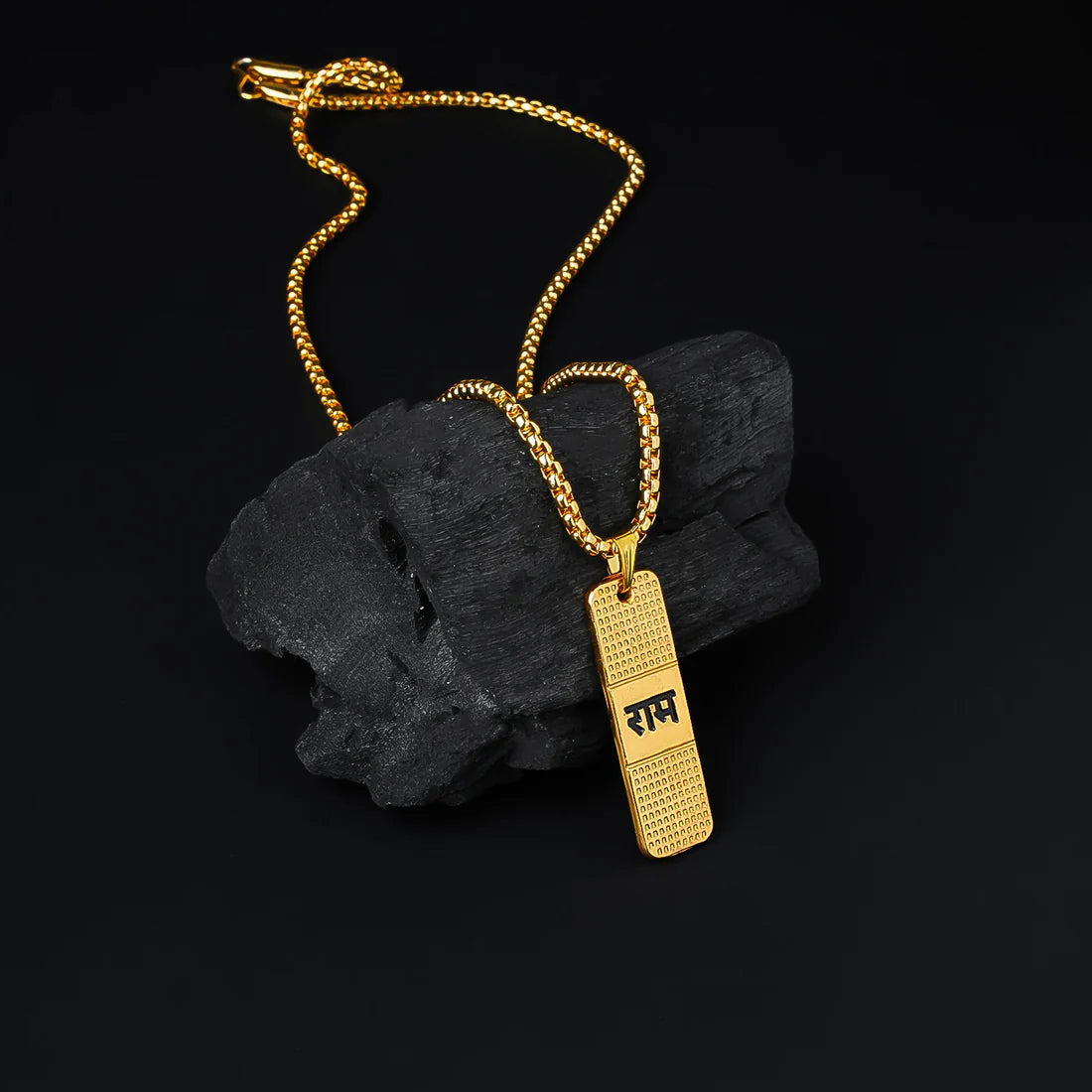 Ram Naam Locket with Chain – Gold Plated Devotional