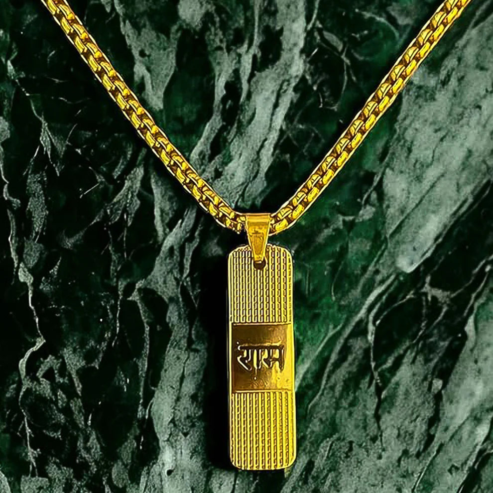 Ram Naam Locket with Chain – Gold Plated Devotional