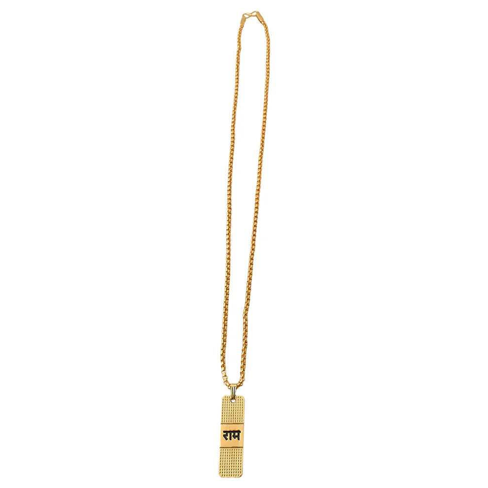 Ram Naam Locket with Chain – Gold Plated Devotional